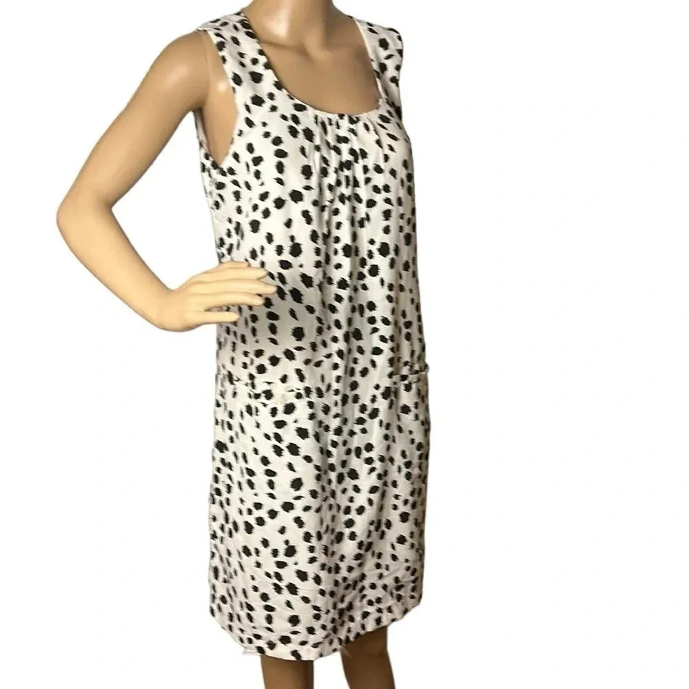 DESIGUAL pleated polka dots dress,sleeveless,B&W dalmatian,pockets,like new